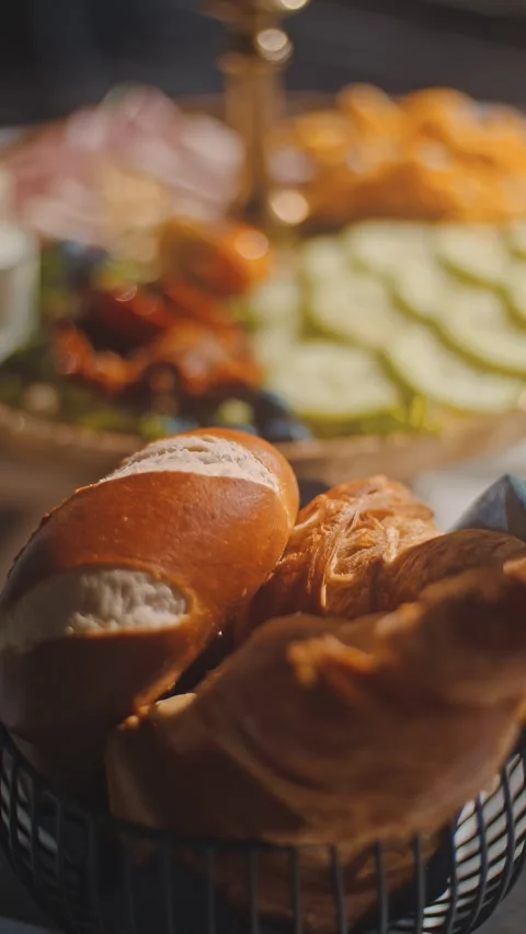 Gourmet Burger Served at Upscale Brunch Restaurant Stock Footage 334603224