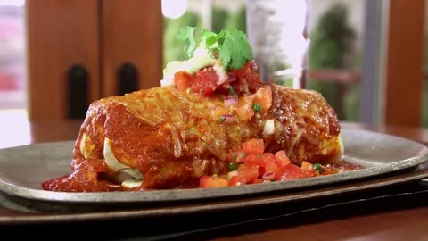Gourmet Burrito pull back from close to wide Stock-Footage 75762164