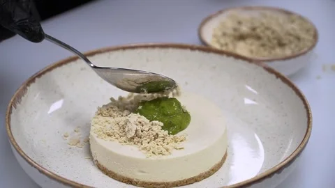 Gourmet Cheesecake Plating Stock Footage 319950464