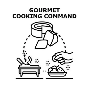 Gourmet cooking food preparing process vector illustration Stock Illustration