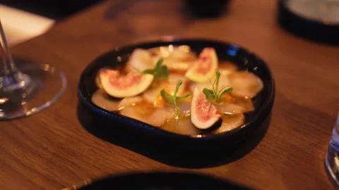 A Gourmet Culinary Dish Showcasing Fresh Figs, Elegantly Presented with an Stock Footage 314827300