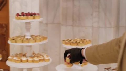 Gourmet Dessert Presentation at Event 스톡 동영상 274159923