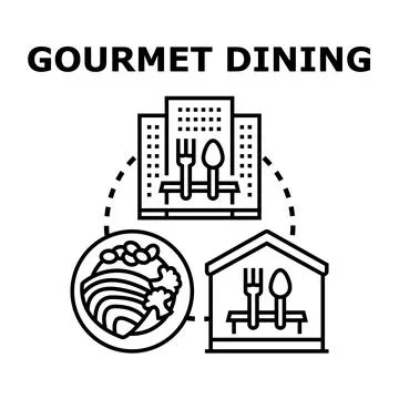 Gourmet dining concept combining restaurant, delivery, and fine food Stock Illustration