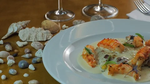 Gourmet dinner restaurant Stock Footage 112910163