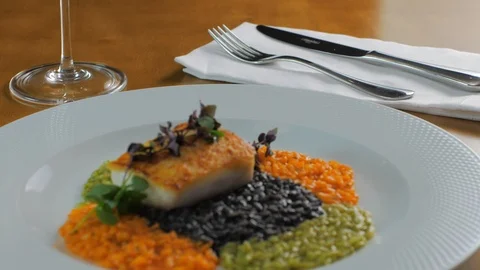 Gourmet dinner restaurant Stock Footage 112913659
