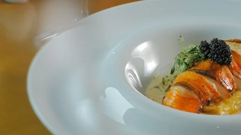Gourmet dinner restaurant Stock Footage 112942480