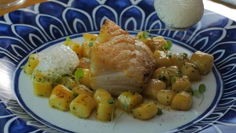 Gourmet dinner restaurant Stock Footage 112948177