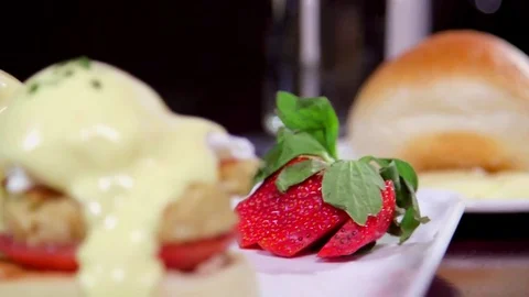 Gourmet Eggs Benedict Stock-Footage 75687393
