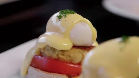 Gourmet Eggs Benedict Stock Footage 75687404