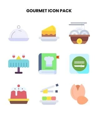 Gourmet Flat Design Icons Pack Stock Illustration