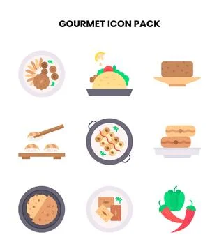 Gourmet Flat Design Icons Pack Stock Illustration
