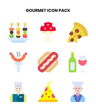 Gourmet Flat Icons Pack Stock Illustration