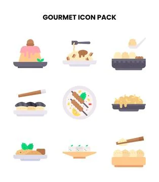 Gourmet Flat Icons Pack Stock Illustration