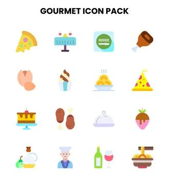 Gourmet Flat Set Icons Pack Stock Illustration