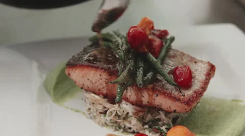 Gourmet Food Being prepared by a chef Stock Footage