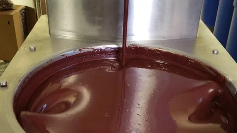 Gourmet handmade artisan chocolate in a tempering machine. Stockbeeldmateriaal 101859639