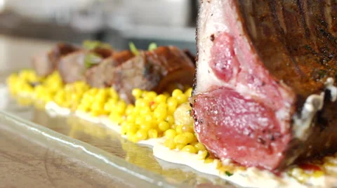 Gourmet Lamb Platter Stock Footage 40734611
