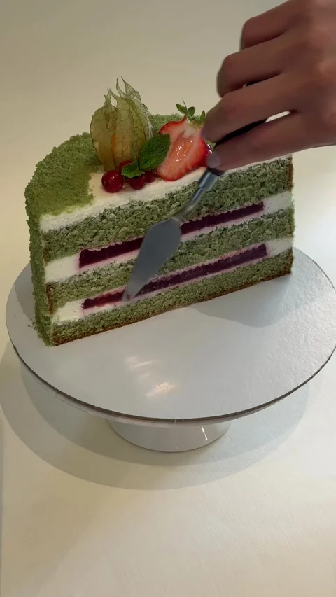 Gourmet Matcha Cake Stock Footage 312945245