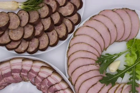Gourmet Meat Platter Selection Stock Photos