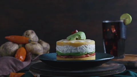Gourmet Peruvian Causa Rellena Video stock 341437990