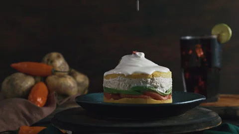 Gourmet Peruvian Causa Rellena Stock-Footage 344981175