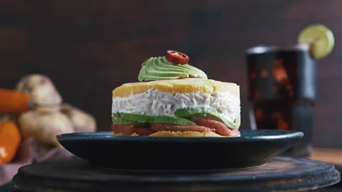 Gourmet Peruvian Causa Rellena Stock-Footage 344981268