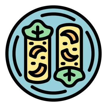 Gourmet spring roll icon vector flat Stock Illustration