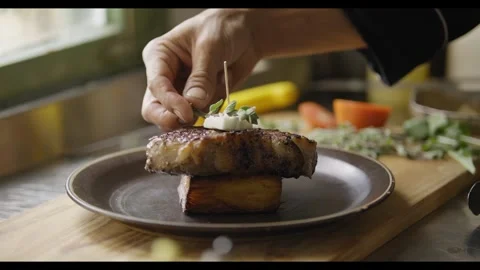 Gourmet Steak Plating Stock Footage 301276073