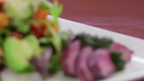 Gourmet Steak Salad Stock Footage 75762202