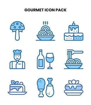 Gourmet Two Colour Vector Icons Pack Stock Illustration