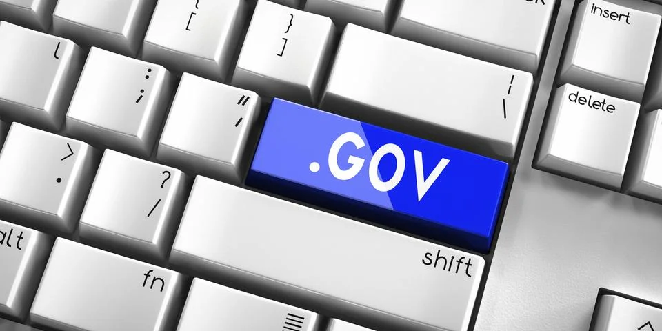 GOV domain - computer keyboard - 3D illustration Illustrazione stock