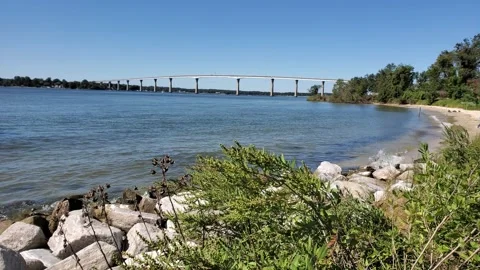 Gov. Thomas Johnson Bridge, Solomons Island, Calvert County, Maryland Stock Footage 140886479