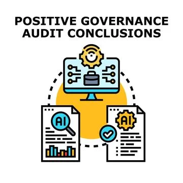 Governance audit conclusions finding positive artificial intelligence results Stockillustratie