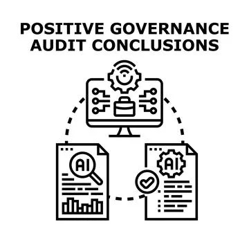 Governance audit conclusions finding positive artificial intelligence results Illustrazione stock