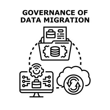 Governance of data migration process managing information system Stock Illustration