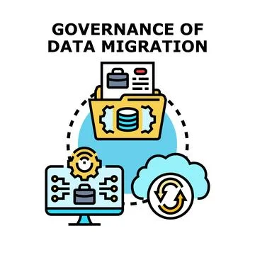Governance of data migration process managing information system Stock Illustration