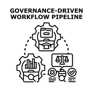 Governance driven workflow pipeline concept Stock Illustration