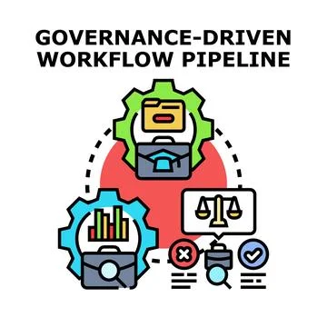 Governance driven workflow pipeline concept イラスト素材
