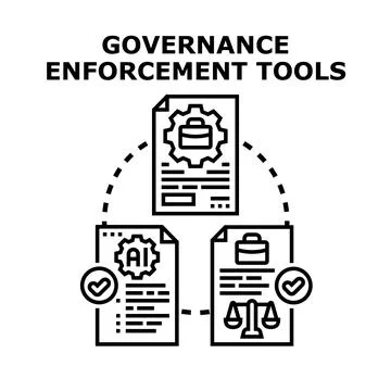 Governance enforcement tools and digital regulation concept Ilustração Stock
