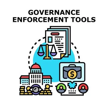 Governance enforcement tools vector concept illustration Illustrazione stock
