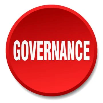 Governance red round flat isolated push button Stock Illustration