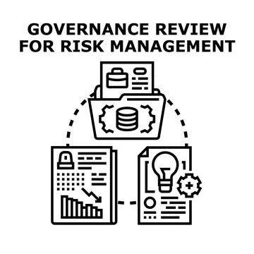 Governance review for risk management process concept 스톡 일러스트