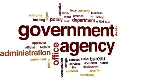 Government agency animated word cloud, t... | Stock Video | Pond5