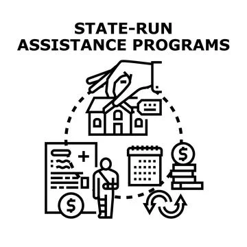 Government assistance programs providing financial support services Stock Illustration