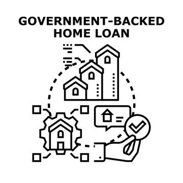 Government backed home loan obtaining process illustration Ilustración de archivo