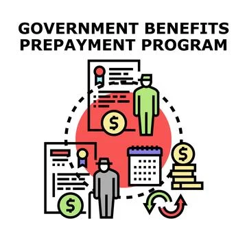 Government benefits prepayment program concept illustration Stock Illustration