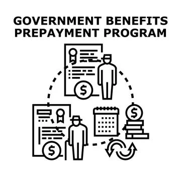 Government benefits prepayment program concept illustration Illustrazione stock