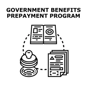 Government benefits prepayment program concept illustration Illustration