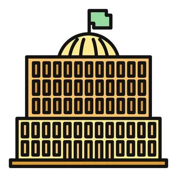 Government building capitol dome flat line icon Ilustración de archivo