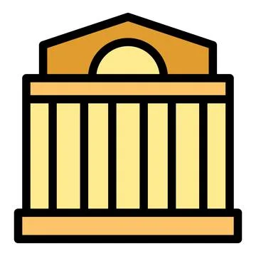 Government building with columns and triangular roof representing courthous.. Ilustración de archivo